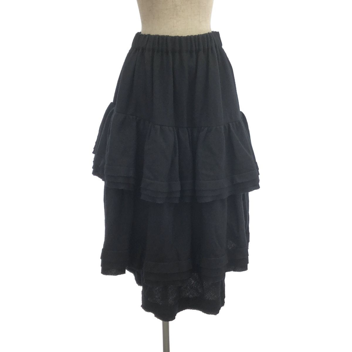 noir kei ninomiya ノワールケイニノミヤ 2025AW ウール ティアード ロング スカート S ブラック レディース