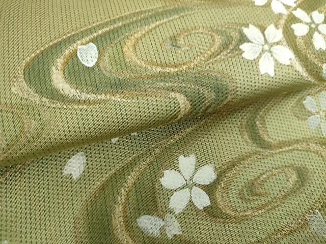 平和屋着物●琳派乃世界　灘昆年　世界的友禅作家　千地泰弘　太鼓柄袋帯　手描き　流水桜　金彩　正絹　逸品　DAAV6758ps 平和屋着物○琳派乃世界 灘昆年 世界的友禅作家 千地泰弘 太鼓柄袋帯