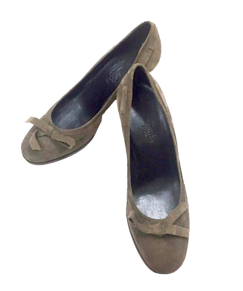 エルメス HERMES ヴィッキー パンプス スエード 37 ブラック