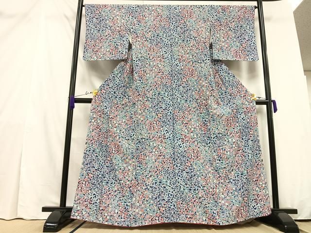 平和屋着物□上質な小紋 更紗草花文 正絹 逸品 未使用