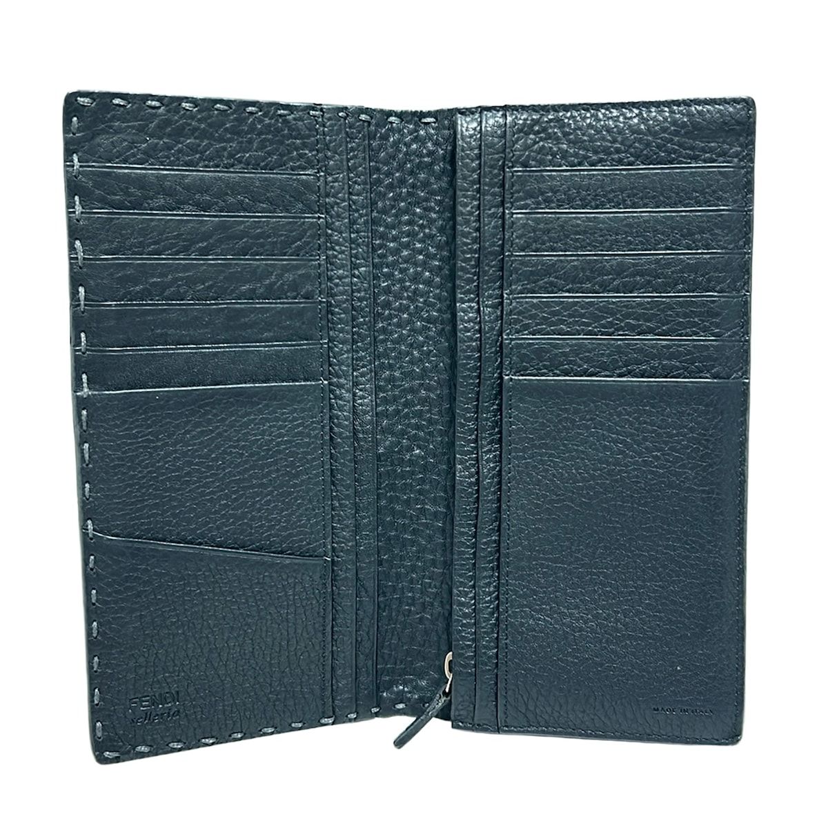 FENDI フェンディ ラウンドジップ セレリア レザー 長財布 ブラック 本