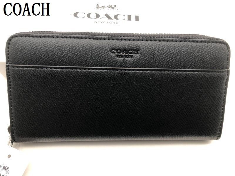 COACH 長財布 コーチ 財布 ブラック  シグネチャー アコーディオンラウンドジップウォレット メンズ  財布 贈り物 新品未使用F74977  a191B  E20