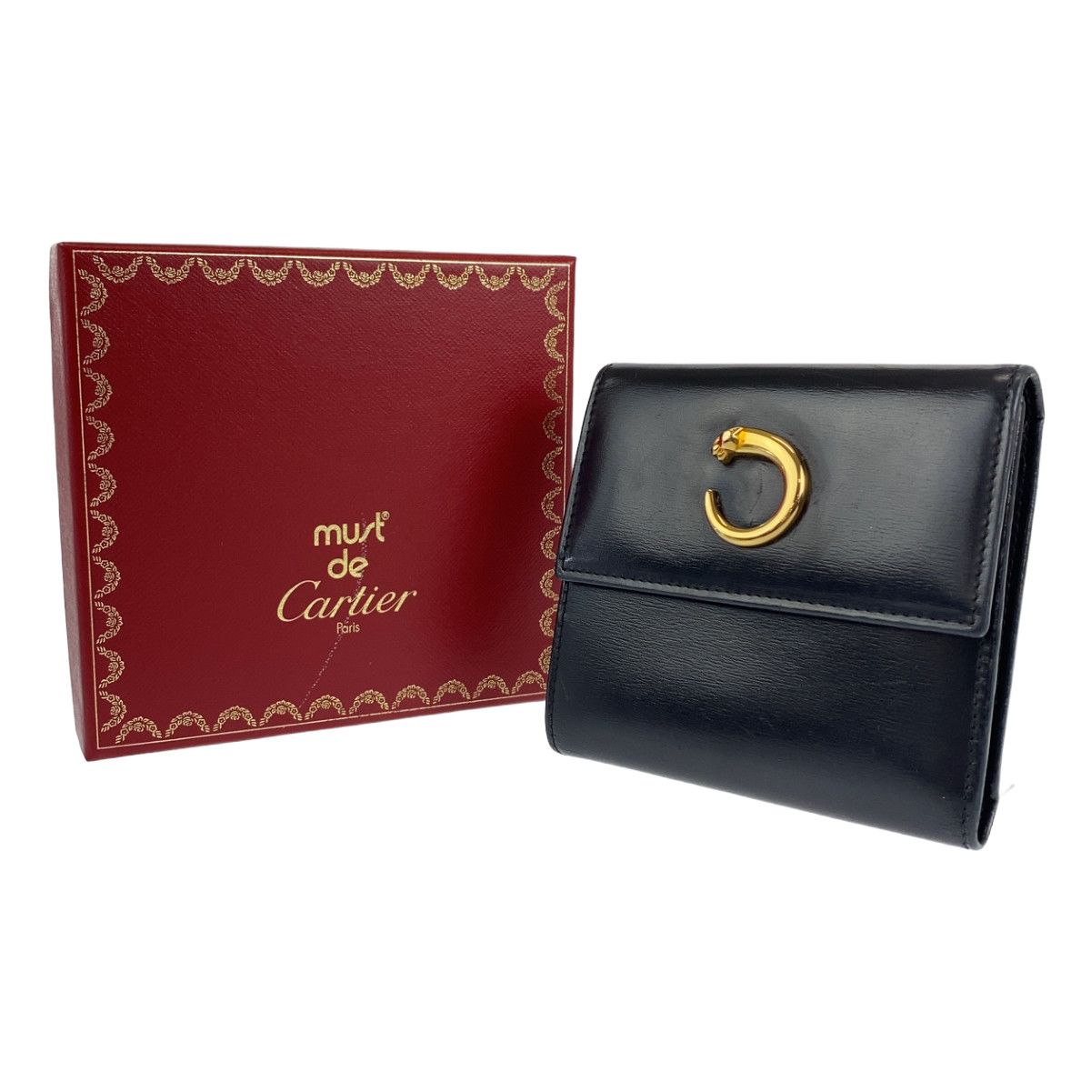 CARTIER カルティエ パンテール パンサー ブラック 黒 ゴールド カーフ