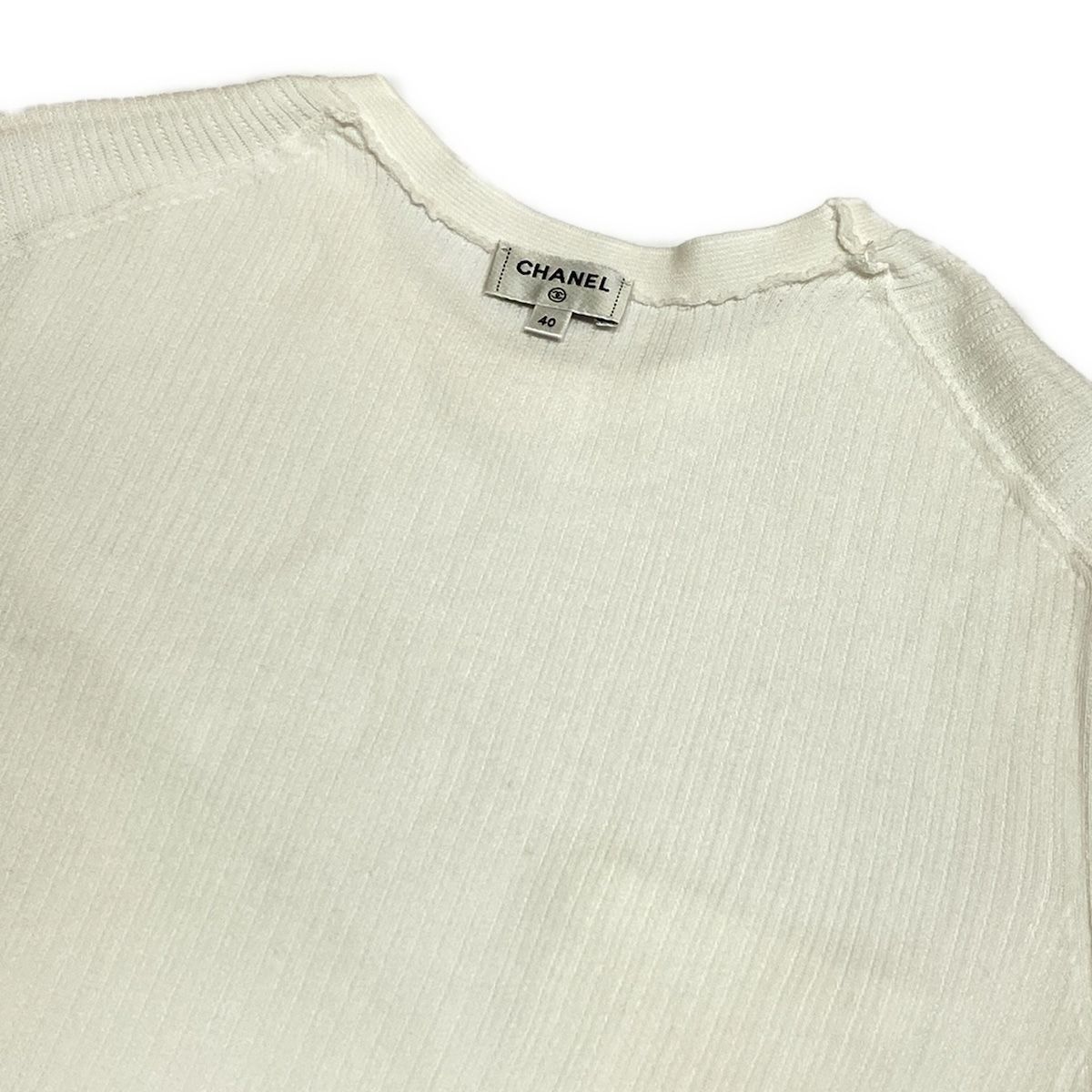 CHANELシャネル 上品な透かし編みレースニットのカットソーsize42 CHANEL シャネルトップス 2023春夏最新作 23S P75097 K10772