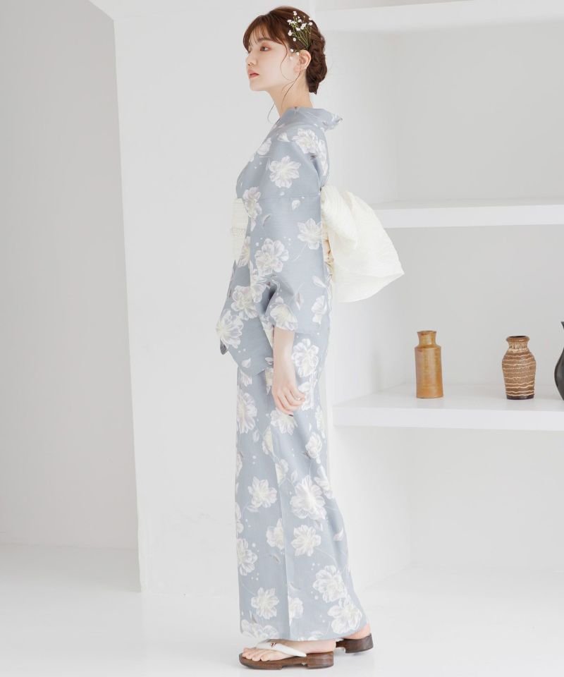 凛と山荷葉　2024 浴衣5点セット(ゆかた・帯・下駄・腰ひも・着物肌着 凛と山荷葉(サンカヨウ)】2024 浴衣5点セット(ゆかた・帯・下駄