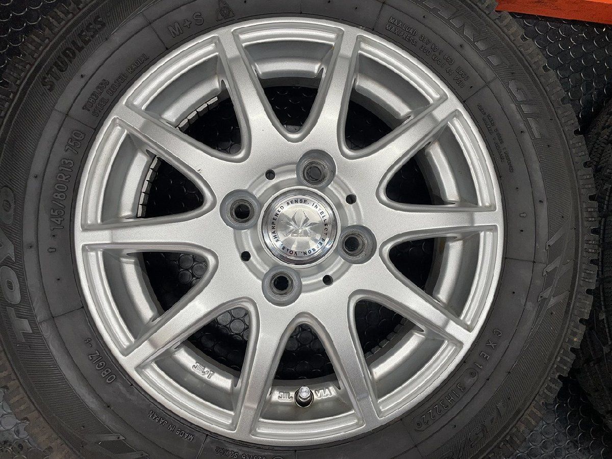 走行短め TOYO OBSERVE GARIT GIZ 145 80R13 スタッドレス Weds VOLS 13インチ 4J4HPCD100 45 22年製 タント等 STP001