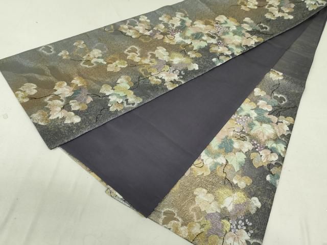 平和屋着物○六通柄袋帯 葡萄蔦の葉文 金銀糸 引箔 やまと誂製 正絹