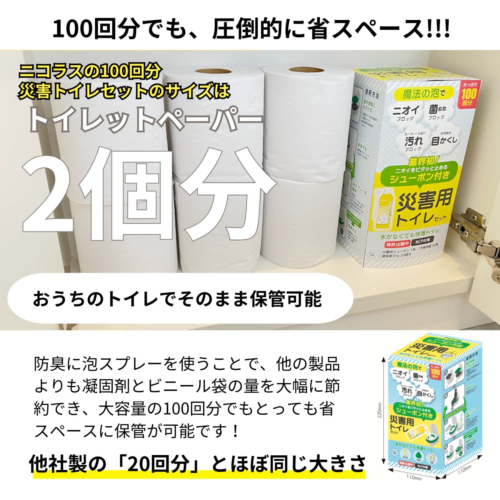 ニコラス 災害用トイレセット100回分 43円～86円 回 強力消臭泡スプレー シューポン 付 簡易トイレ 防災グッズ 非常用 凝固剤 携帯トイレ コンパクト 消臭 ポータブルトイレ 大口対応 アウトドア 介護用 避難 WWW_SKLAD-KIRPICHA_RU
