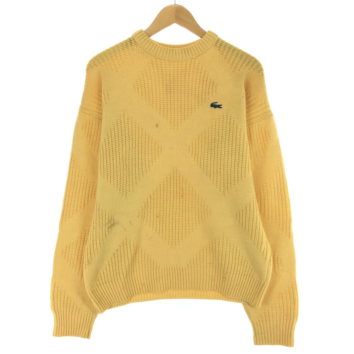 古着 70年代 ラコステ LACOSTE CHEMISE フレンチラコステ リブ編み ウールニットセーター フランス製 メンズS相当 ヴィンテージ/eaa500109