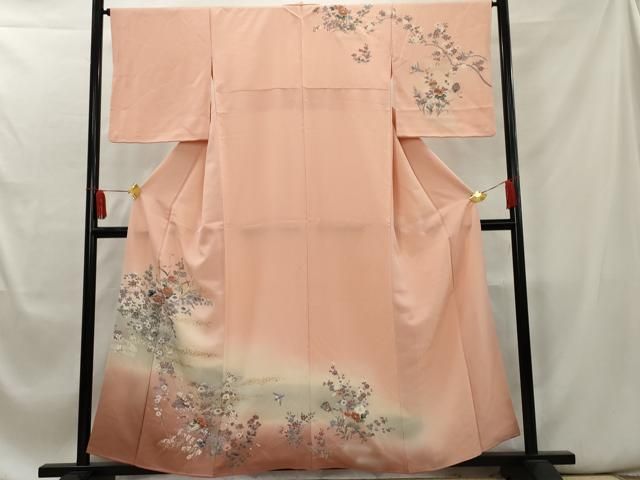 平和屋着物○訪問着 花鳥文 暈し染め 金銀彩 正絹 逸品 未