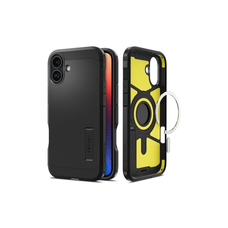 Spigen iPhone 16 Plus ケース MagSafe対応 耐衝撃 マット 2重構造 米軍MIL規格 タフ・アーマー（AI）・マグフィット ACS08085 (ブラック)