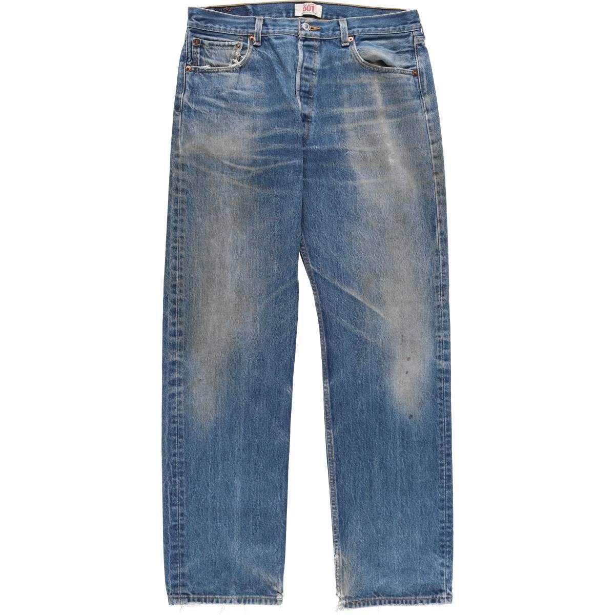 古着 00年代 リーバイス Levi s 501 STRAIGHT LEG BUTTON-FLY ストレートデニムパンツ メンズw35相当|eaa538978