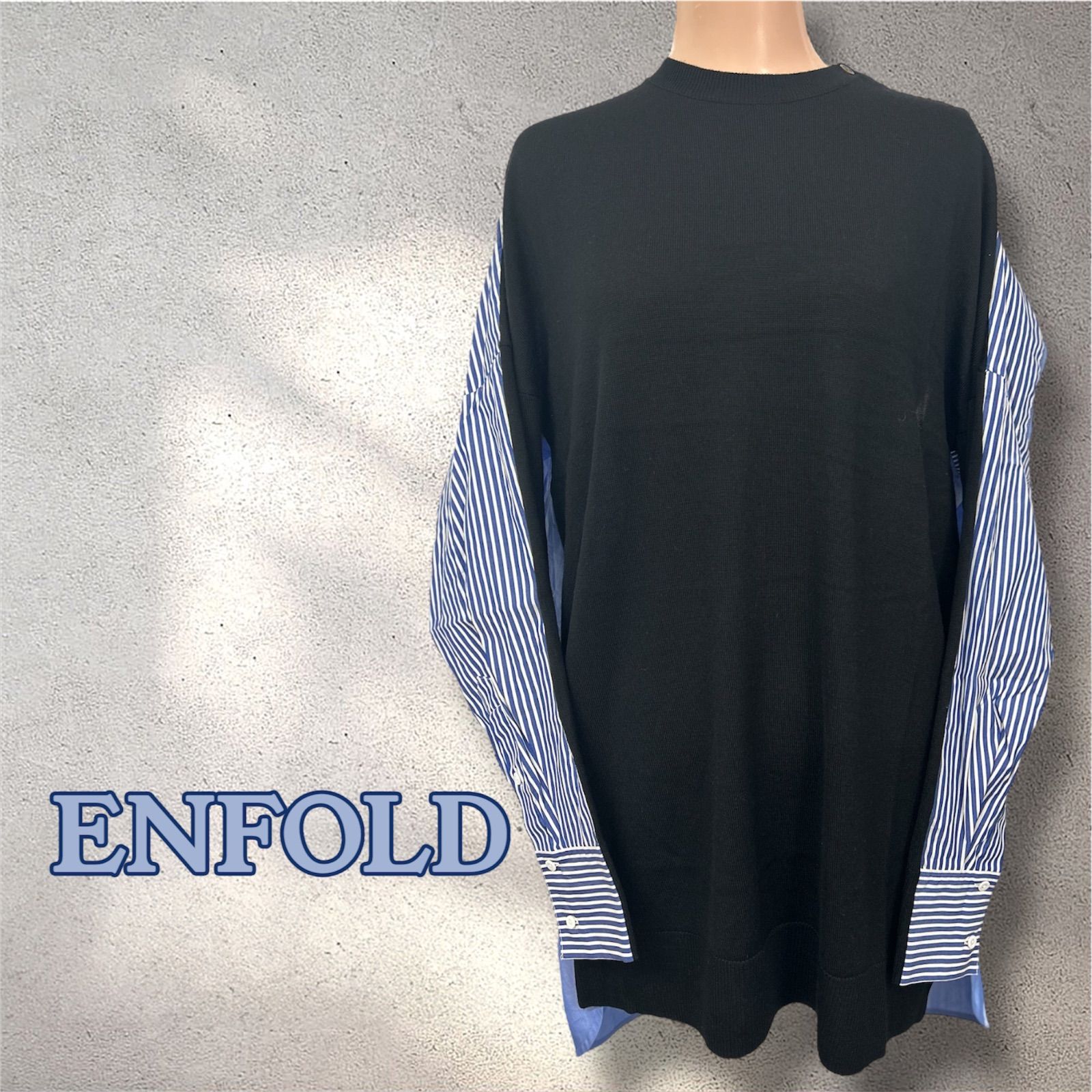 ENFOLD シャツドッキングプルオーバーニット エンフォルド 38 美品 ENFOLDエンフォルド ニット×シャツドッキングプルオーバー 【公式通販】