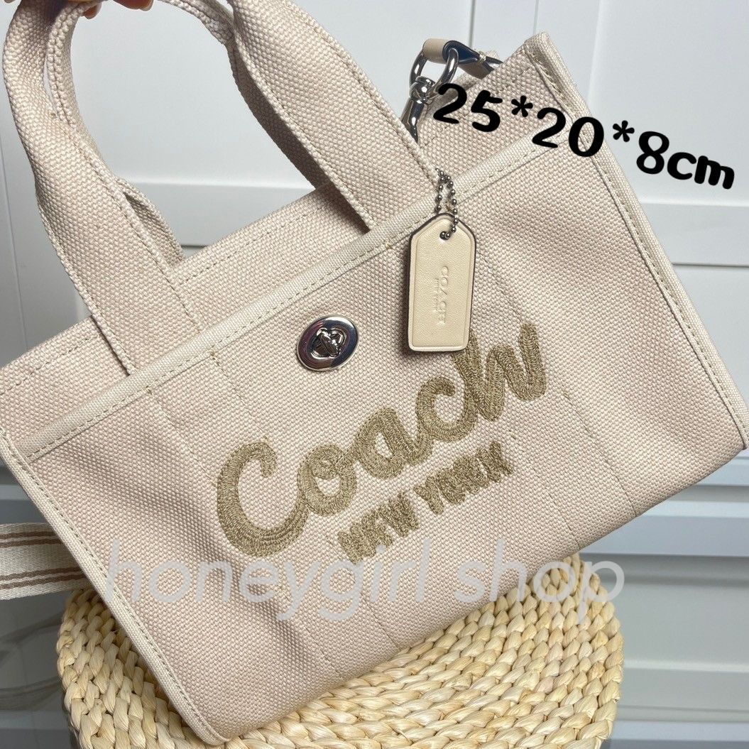 COACH コーチ キャンバストートバッグ 2wayショルダーバッグ ベージュ - メルカリ