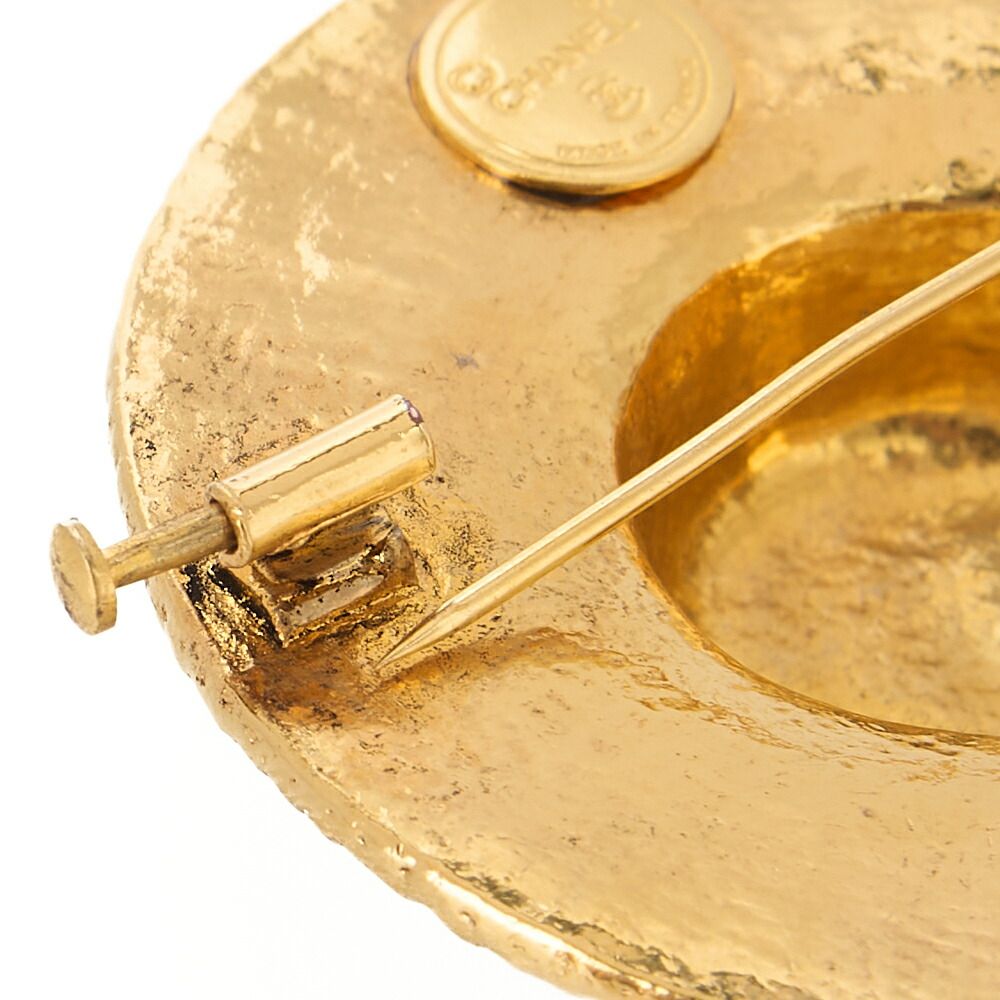 CHANEL シャネル 麦わら柄 帽子 ブローチ ゴールド レディースブローチ