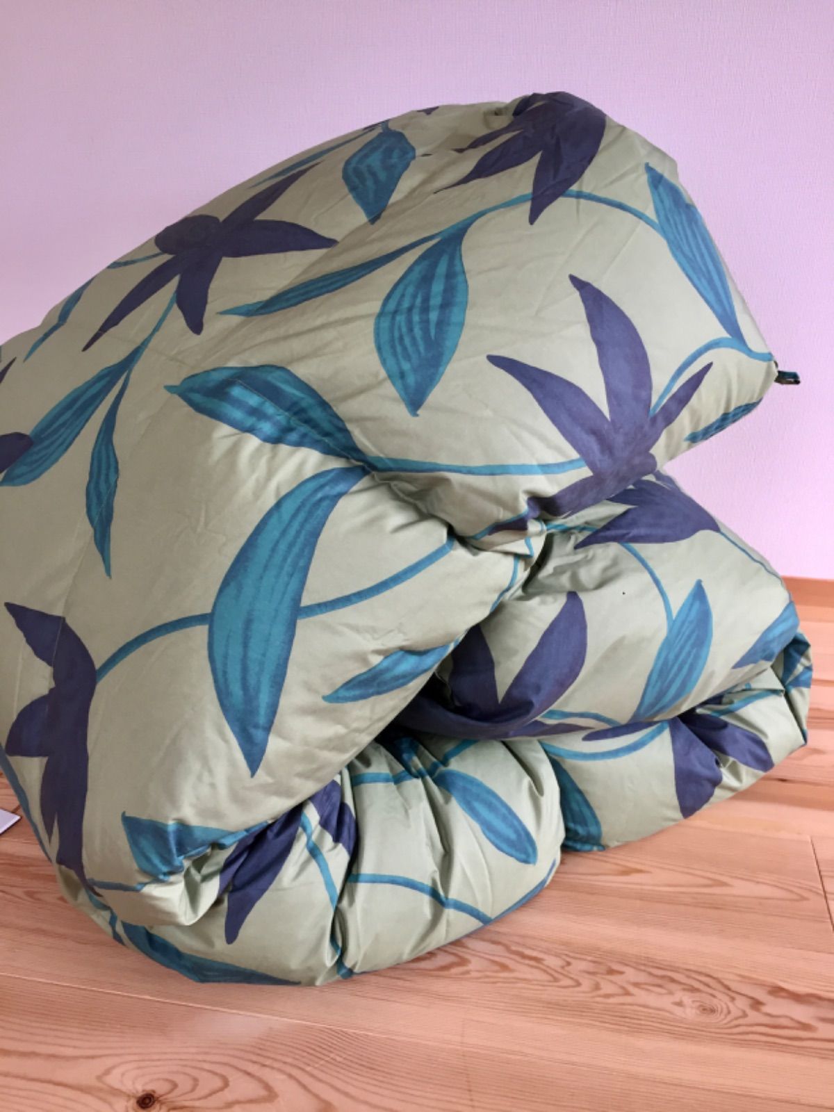 日本製冬用【シビラ】羽毛布団シングル150×210 フローレス グリーン