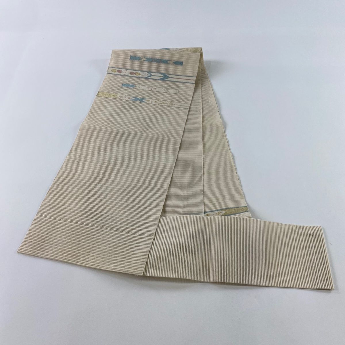 名古屋帯 秀品 夏帯 松葉仕立て 八寸名古屋帯 菱 幾何学模様 金