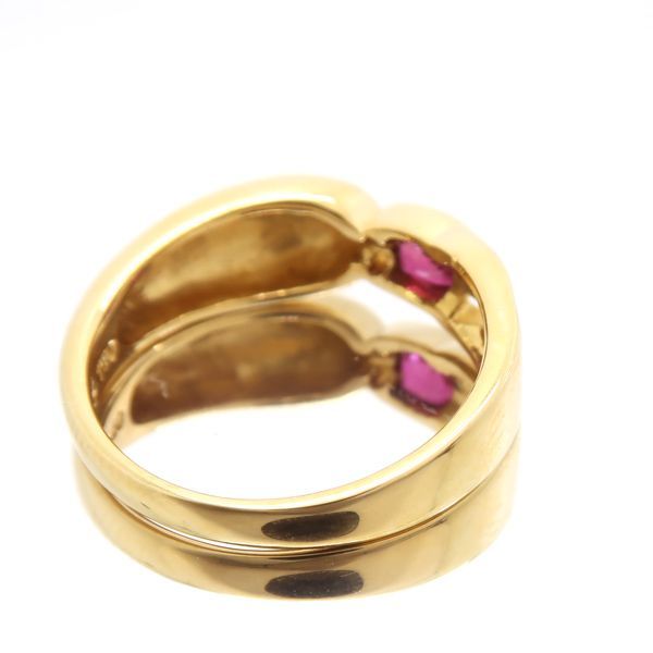 Private Label ルビー リング 750 イエローゴールド K18 チューリップ