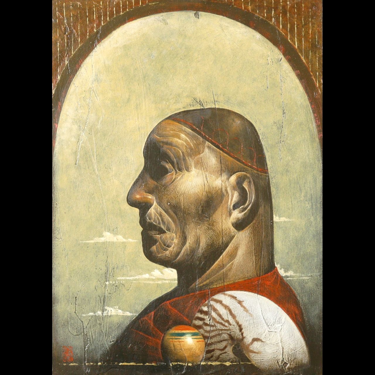 畑中優 「多くを知った」 肉筆油彩4号 唐物 骨董 古美術 楾 P87.1-OU3