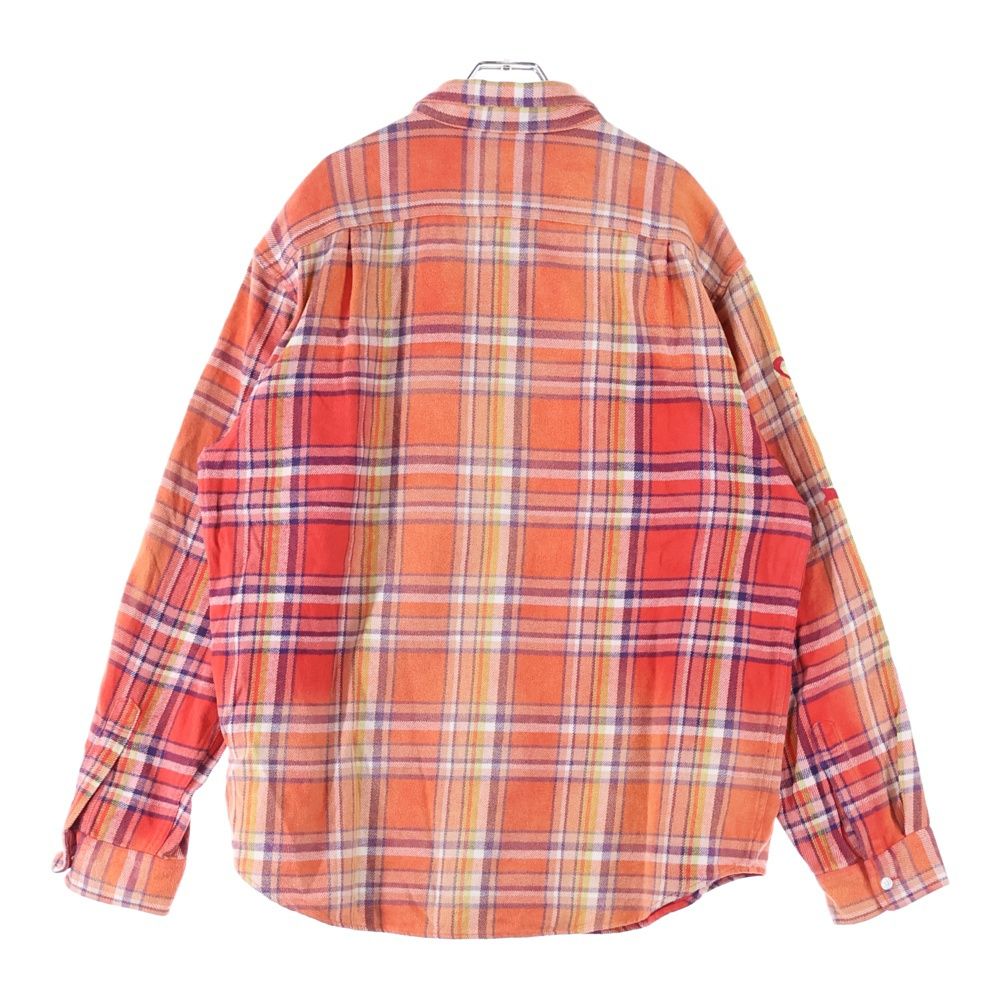SUPREME シュプリーム 25SS Old English Plaid Flannel Shirt チェック アームロゴ刺繍 長袖 フランネルシャツ オレンジ