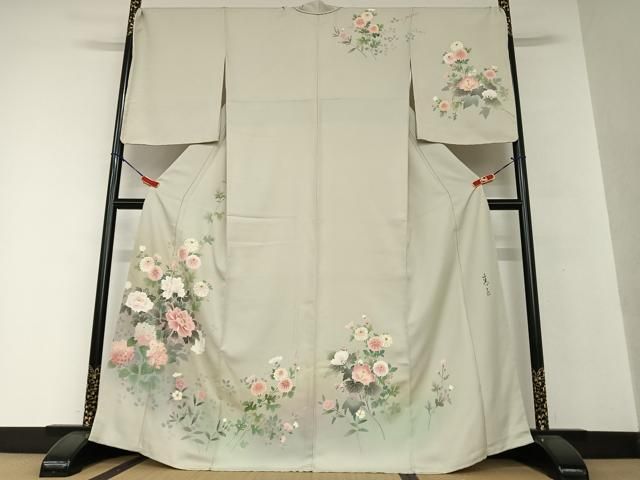 平和屋着物○京友禅の第一人者 松井青々 訪問着 草花文 暈し染め 金彩