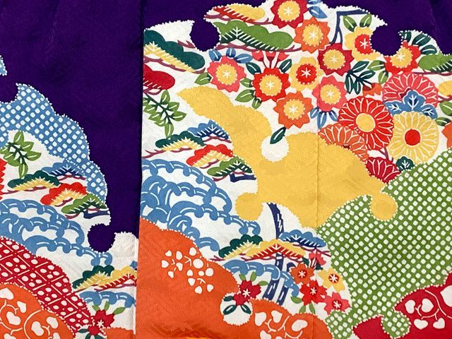 七五三 三歳 女の子 被布セット 正絹被布コート 草履 巾着 足袋 4点コーデセット 紫系 京紅型 HHFK-03-4set01 STEELWINDOWSANDDOORS_COM