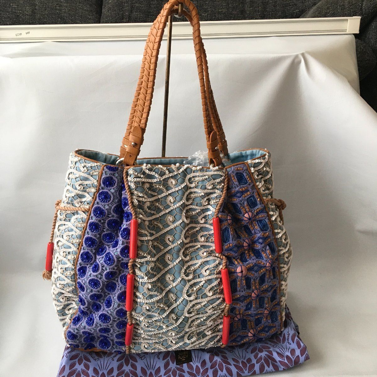 美品 18AW ジャマンピュエッシュ ハンドバッグ トートバッグ ビーズ 刺繍