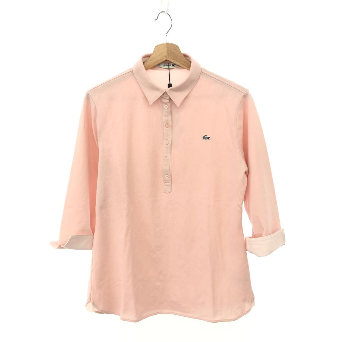 LACOSTE ラコステ 鹿の子 七分袖 ポロシャツ サイズ 40 LL ピンク レディース 240001135337