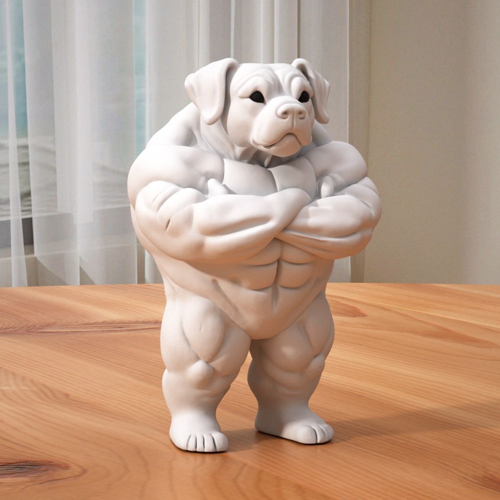 フィギュア 動物 マッスルドッグ おもしろい 大型犬 置物 10cm 腕組み