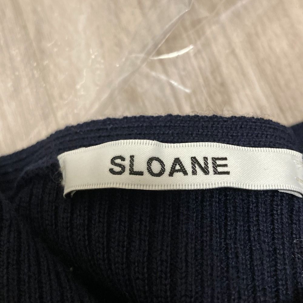 美品 SLOANE スローン 14Gリブ メリノウール ラウンドネック ニット プルオーバー セーター SL3W-008 サイズ2 ネイビー レディース 古着 中古 美品 SLOANE スローン 14Gリブ メリノウール ラウンドネック