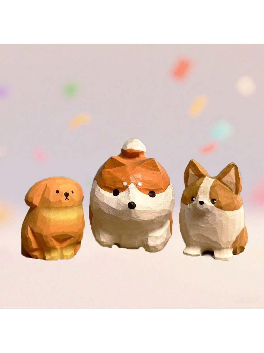 オリジナル手作り 魅力的な木製彫刻コーギー犬フィギュア
