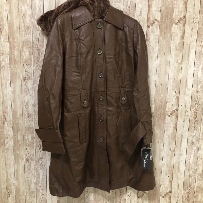 タ タグ付き 訳アリ Posh Alma ポッシュアロマ レザー コート ブラウン系 M