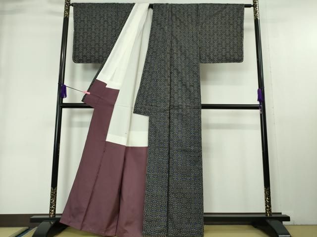 平和屋本店□希少 本場大島紬 龍郷絣 秋名バラ アンサンブル 羽織