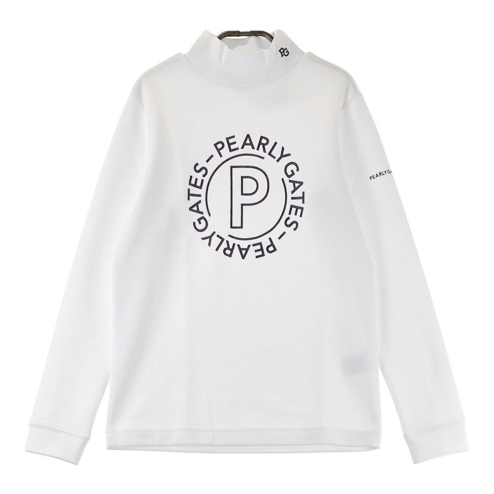 サイズ：1 PEARLY GATES パーリーゲイツ  ハイネック長袖Tシャツ  ホワイト系 [240101461673] ゴルフウェア レディース ストスト サイズ：1 PEARLY GATES パーリーゲイツ ハイネック長袖Tシャツ