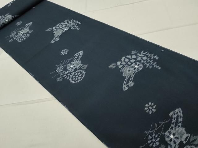 平和屋着物●久留米絣 反物 着尺 花車文 ♥ DAAX6580zy
