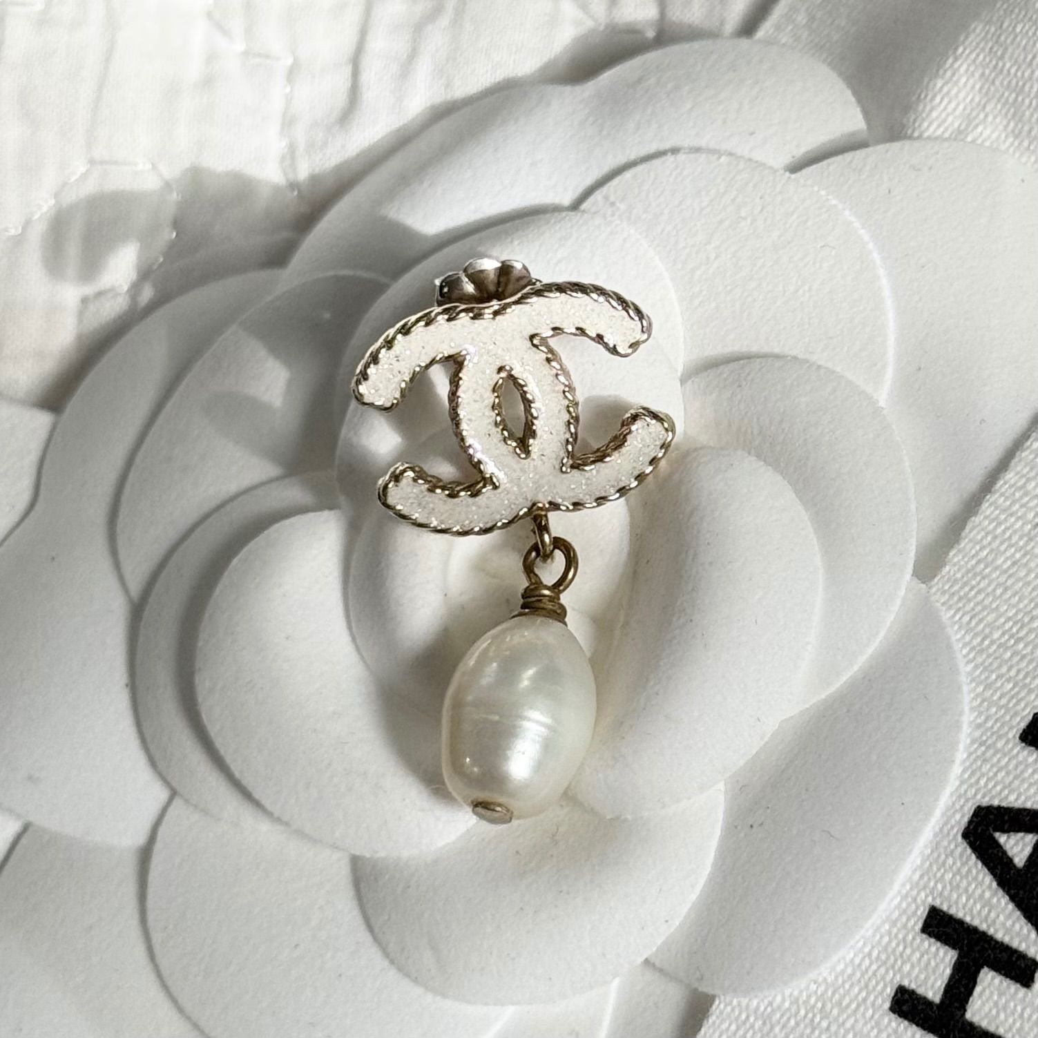 CHANEL シャネル ココマーク チェーン パールピアス 片耳用 ゴールド 