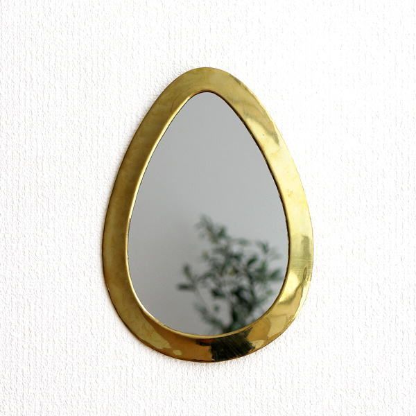 真鍮製 アンティーク壁掛けミラー アンティーク風 船舶 真鍮（ブラス