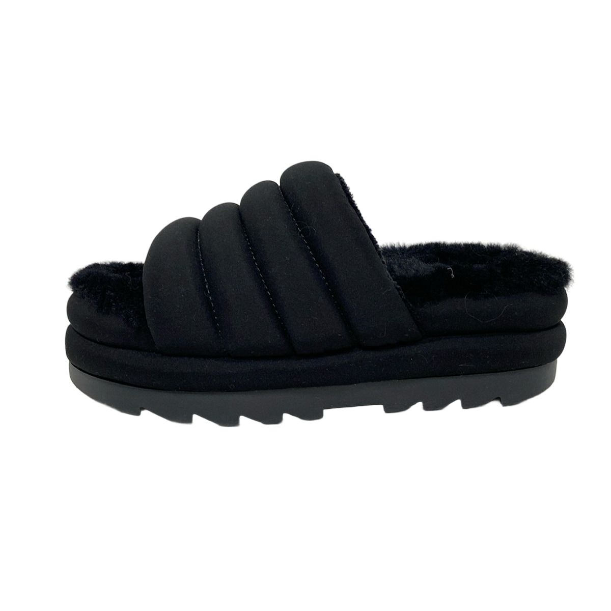独創的 美品】UGG ムートンサンダル ミュール ヒール ブラック サイズ38 靴
