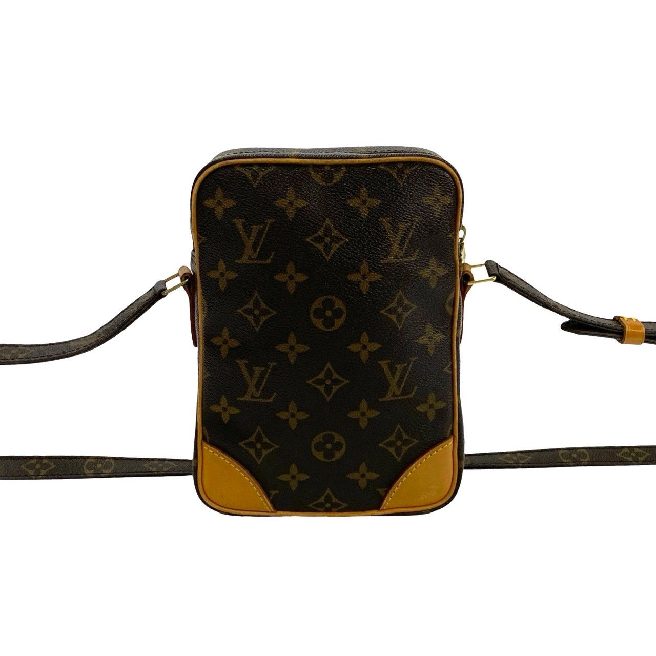 極 美品 LOUIS VUITTON ルイヴィトン アマゾン モノグラム ロゴ 柄 レザー 本革 ミニ ショルダーバッグ ポシェット ブラウン 161-6