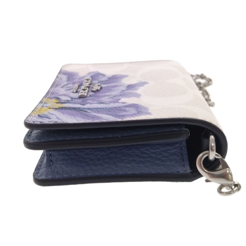 コーチ　新品　コインケース　フラワー　パープル　　花柄 COACH (コーチ) チェーン付きコインケース シグネチャー