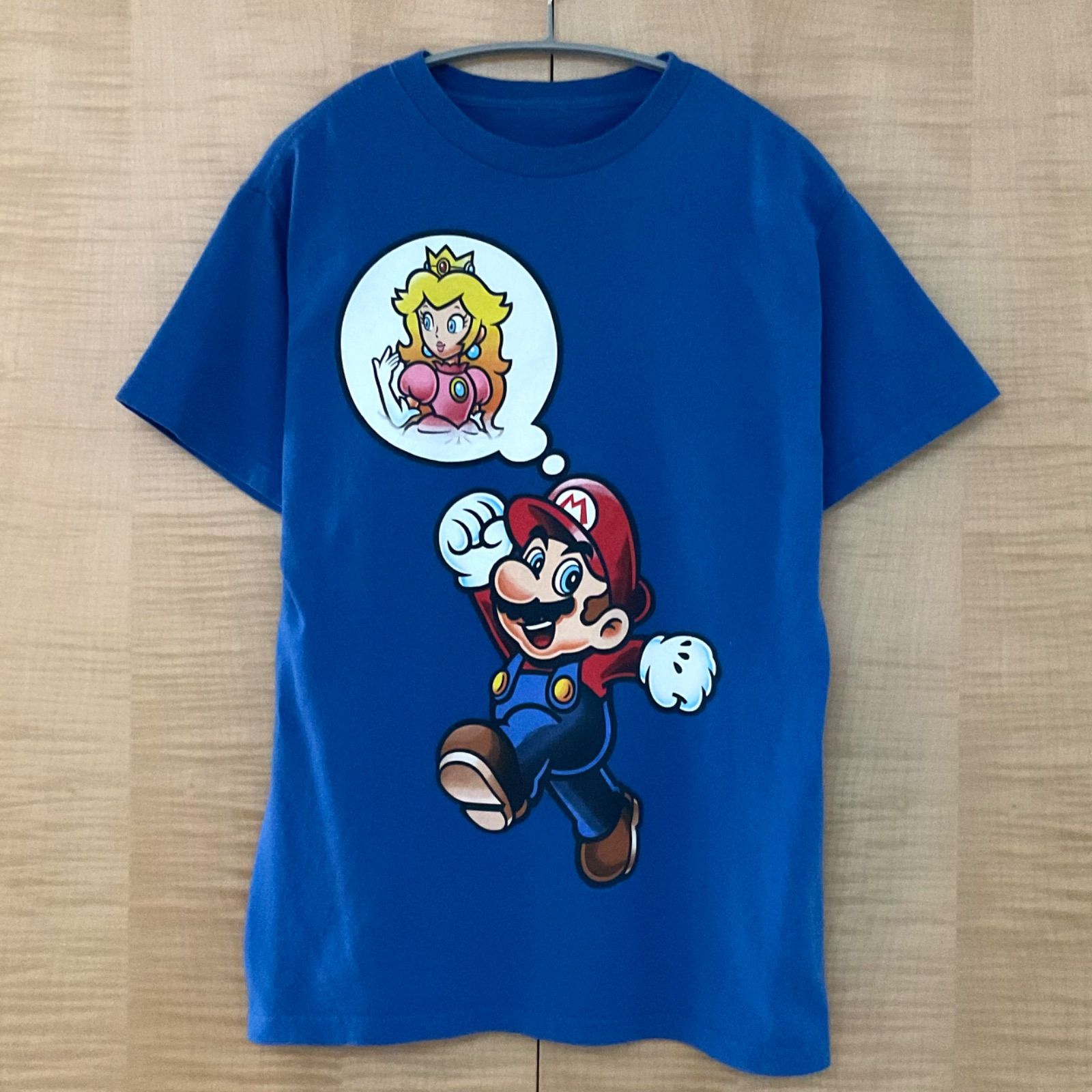 マリオ ピーチ 1 UP Tシャツ ヴィンテージ　Lサイズ US古着 スーパーマリオSUPER MARIO ピーチ姫 ゲームGAME 半袖tシャツ青