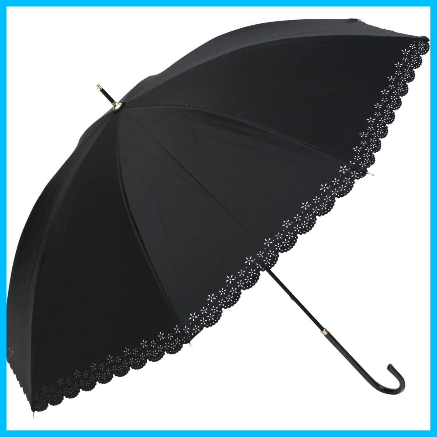 商品 ベーシックスタンダード Basic Standard 長傘 日傘 晴雨兼用 レディース 55cm UＶカット100 UPF50 内側特殊コーティング 一級遮光 遮熱 軽量 丈夫 耐風 グラスファイバー親骨 手開き かわいい 縁 花柄 - フリル