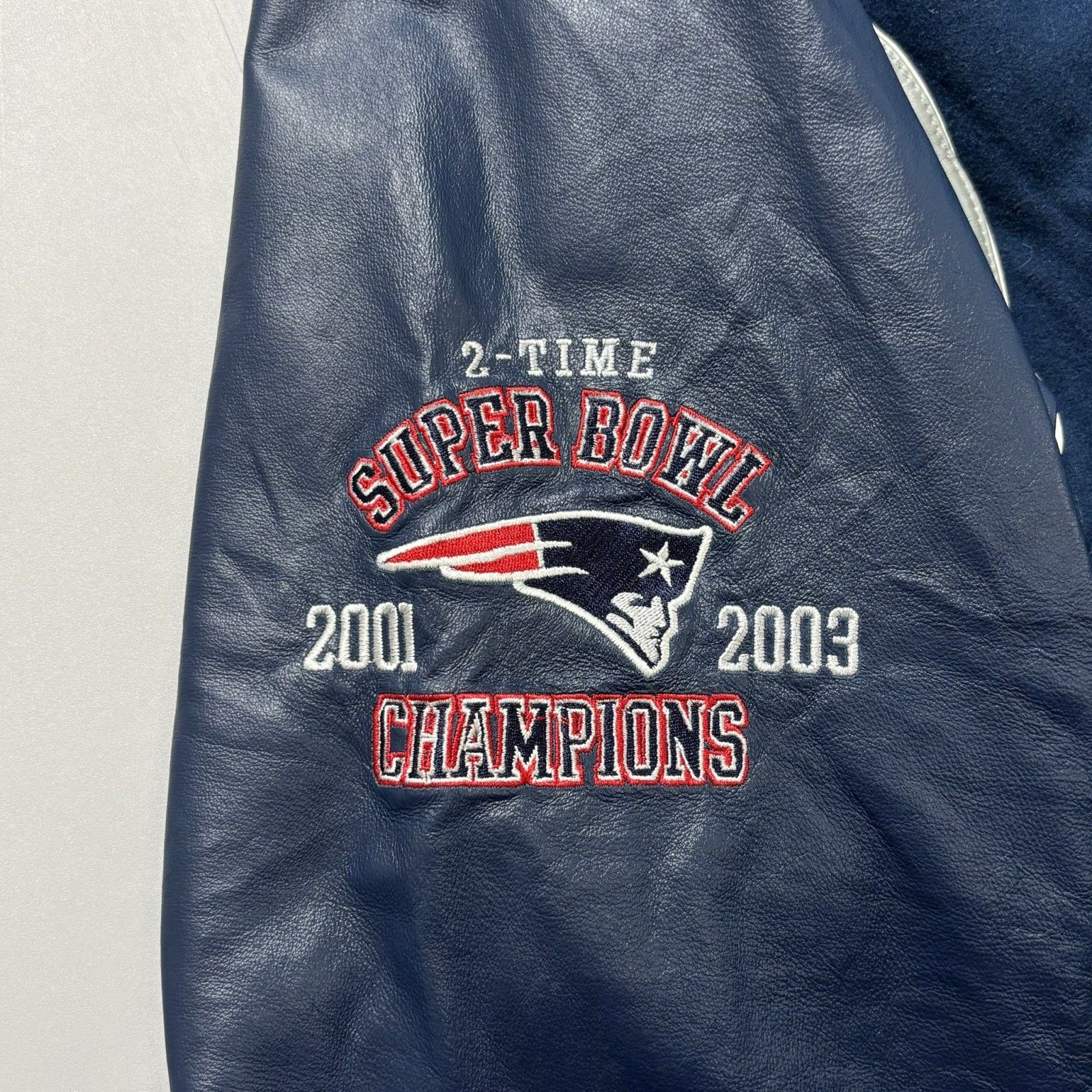 XLサイズ 00s 古着 NFL Patriots ペイトリオッツ スタジャン