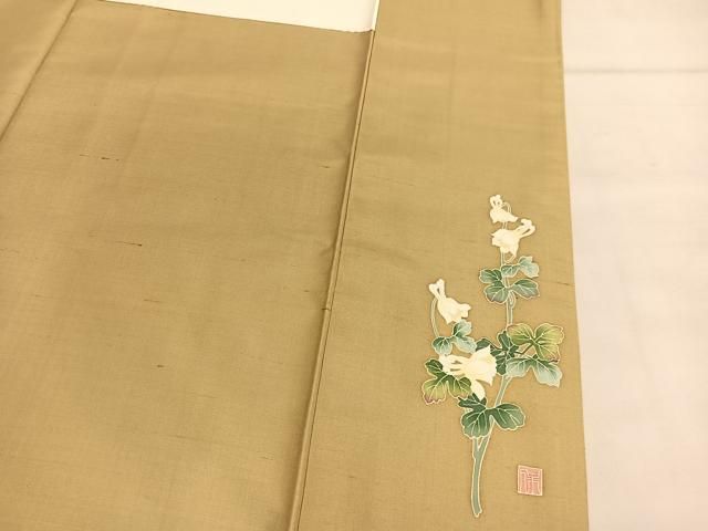 平和屋着物○本加賀友禅作家 鶴見保次 白山紬 色無地 藤