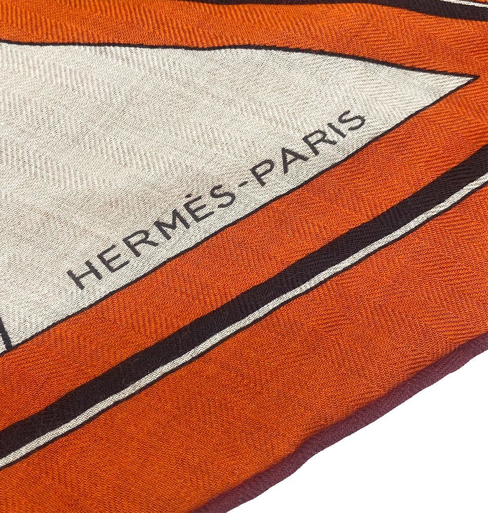HERMES エルメス ひし形 スカーフ オレンジ バイカラー
