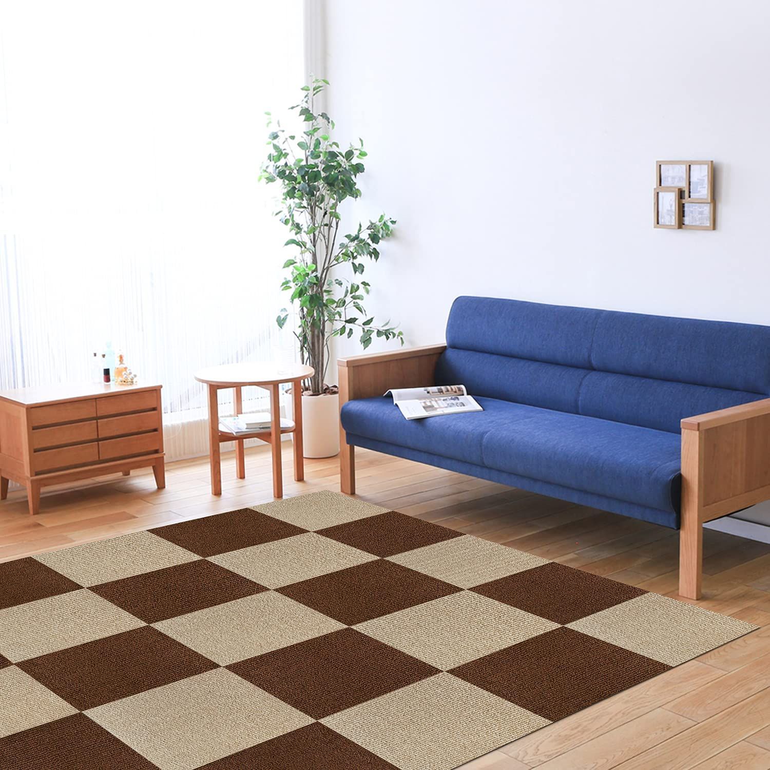 【クーポン有】ブラウン濃/薄】 設置簡単 ずれない 40枚 防音 洗えるカーペット 【30*30cm ペット/高齢者の滑り止め対策 防音 ジョイントマット 洗えるカーペット ペット用 FUNHOO パンチカーペ