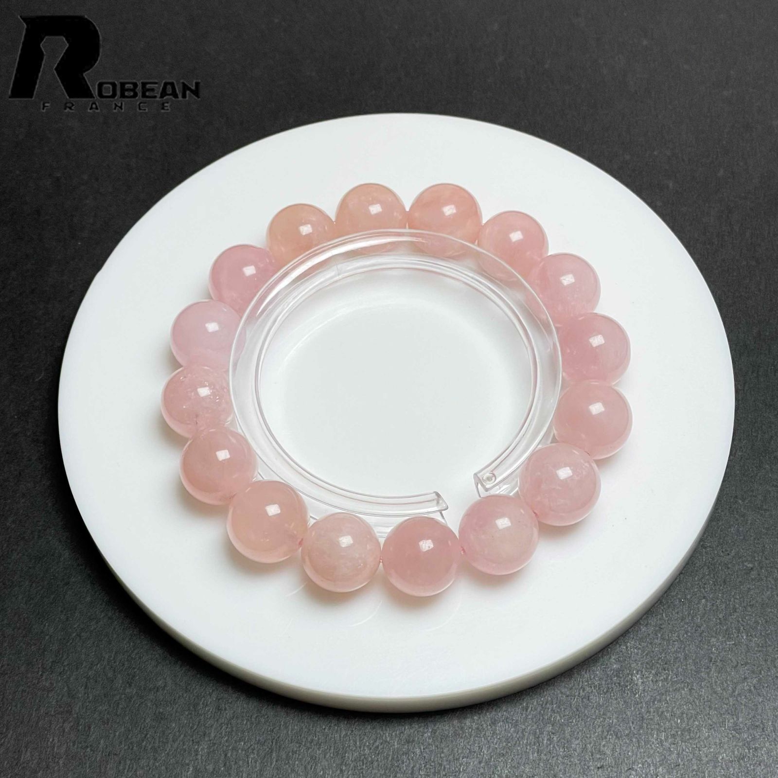 10%OFFクーポン配布中 EU製 定価10万円 ROBEAN ピンクモルガナイト ブレスレット パワーストーン アクセサリー お守り プレゼント1 12.9-13.7mm M1014702