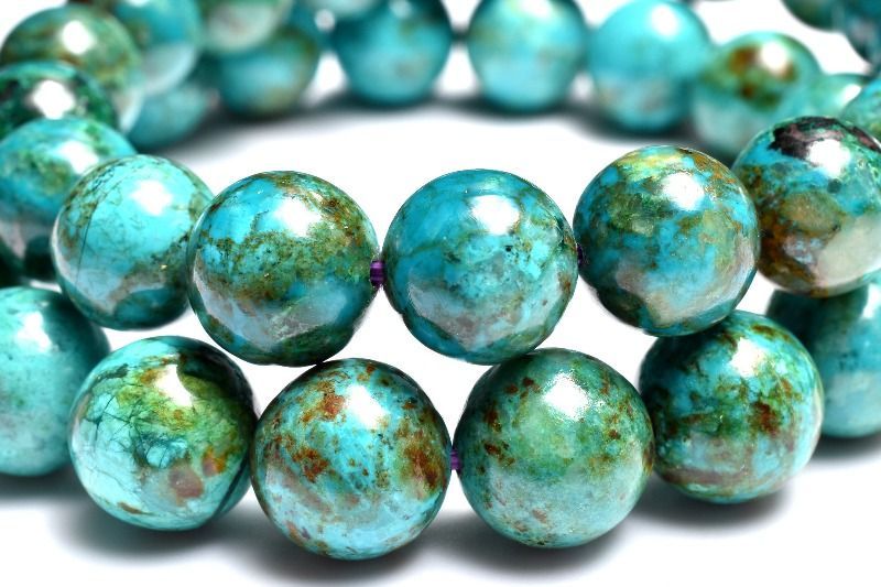 1点物】ペルー産希少マーブル クリソコラシリカ 12mm ブレスレット