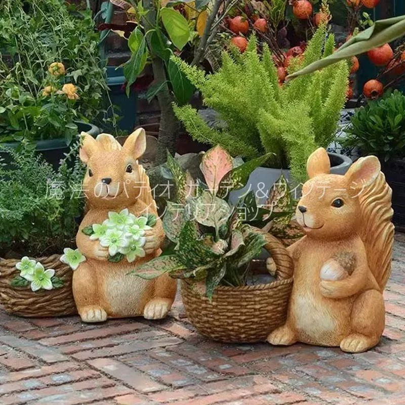 プランター リス 酸化マグネシウム素材 動物 アニマル 小動物 りす 鉢植え 寄せ植え ガーデニング 雑貨 ガーデン雑貨 ガーデンインテリア ガーデン インテリア 庭の装飾 お洒落 おしゃれ 8-14