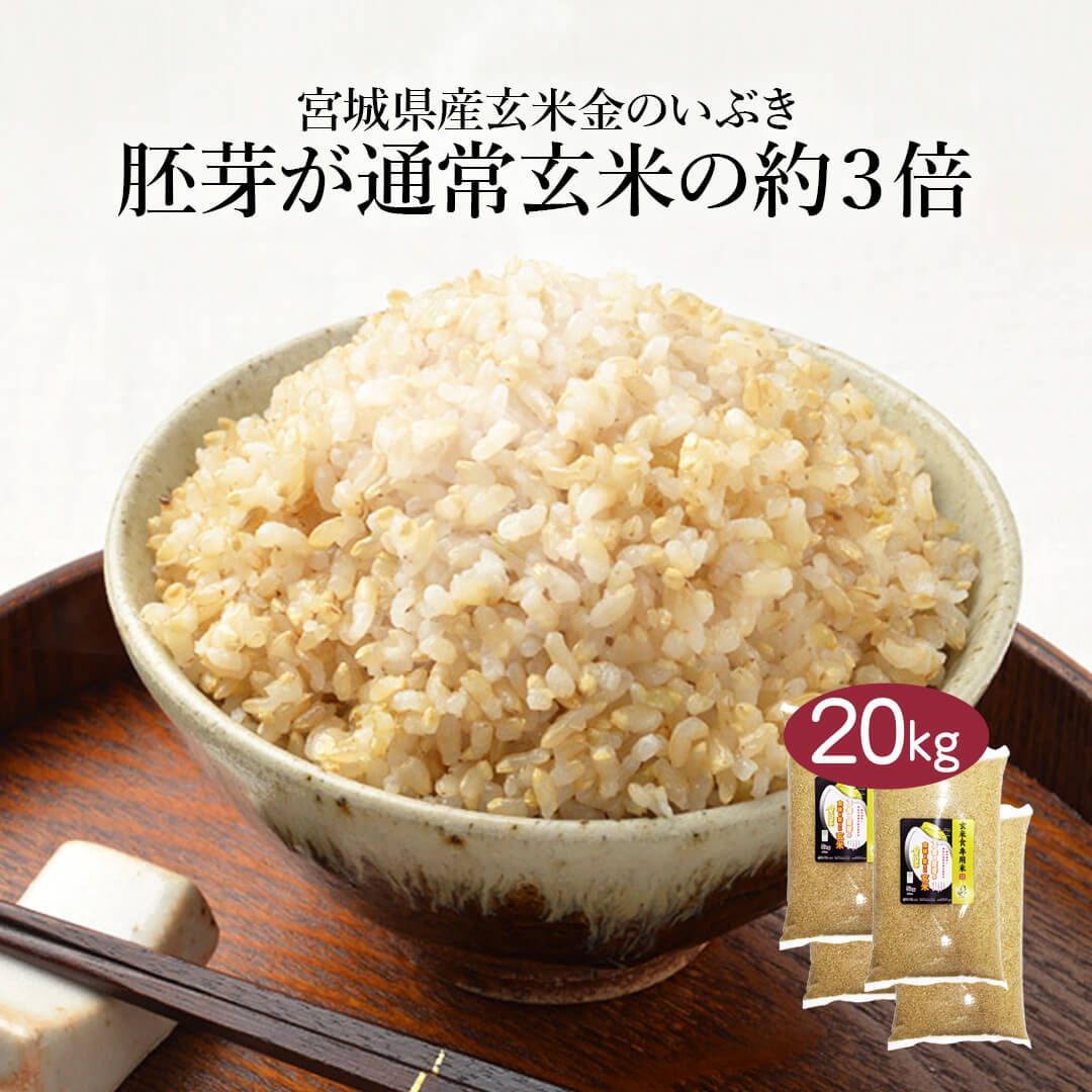 玄米 宮城県産 金のいぶき 20kg (5kg×4) 令和5年産 お米 おくさま印 国産 食品 栄養 健康 ギフト 引っ越し 挨拶 出産 内祝い 母の日 父の日 お中元 お歳暮 結婚 快気 還暦 香典返し お年賀 送料無料